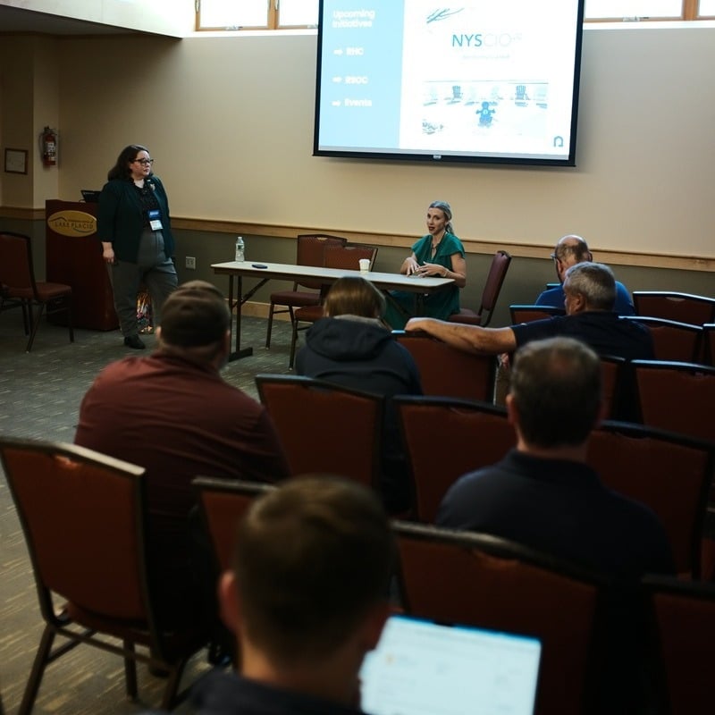 Nysernet Chief Information Security Officer Emilyann Fogarty and Director of Membership Rebecca Werner present at the SUNY Tech Conference